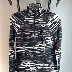 Fila Black & White Quarter-Zip Performance Hoodie